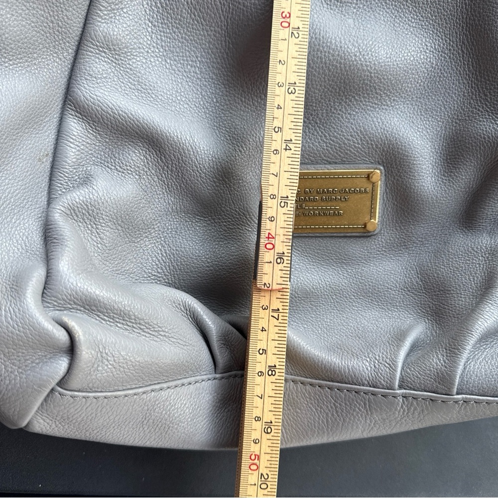 Vintage Marc By Marc Jacobs Q Fran Large Grey Pebbled Leather Shoulder Tote Bag - Picture 5 of 10